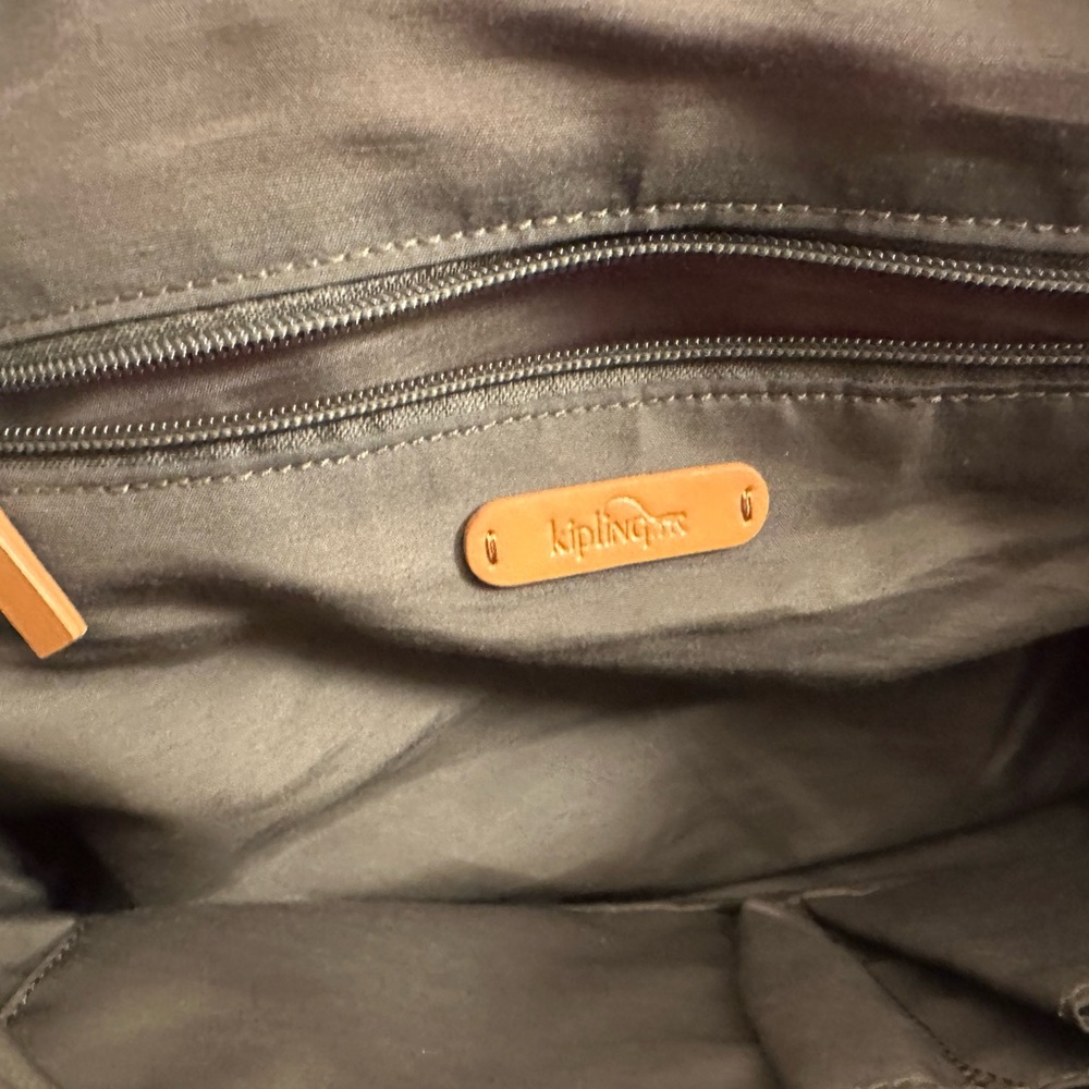 Kipling bright orange bag with brown leather straps - Picture 11 of 12